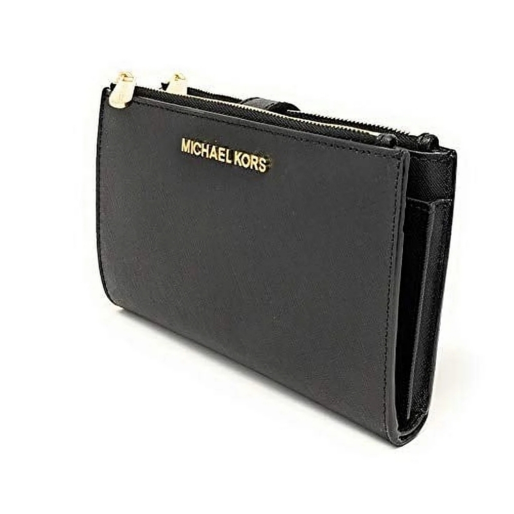 Michael Kors Jet Set Travel Double Zip Wristlet Black Saffiano Wallet Leather - Picture 9 of 15